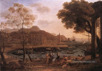 Scène portuaire avec deuil Héliades paysage Claude Lorrain Peinture à l'huile